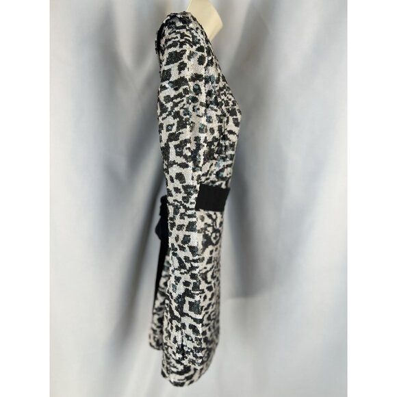 NEW ROTATE Wanda Sequined Mini Dress in White Black Raven Combo $370 - Picture 9 of 13